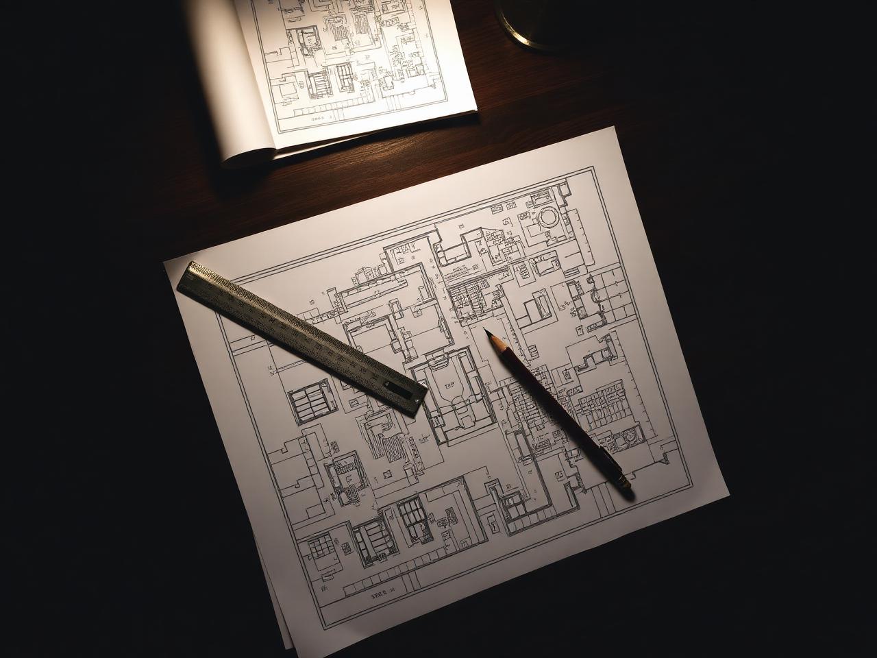 Architectural plans on a desk